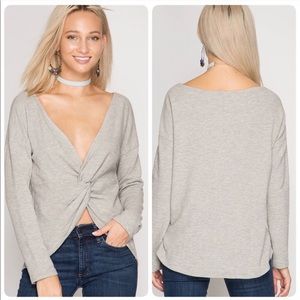 Gray Twist Front Crop Top